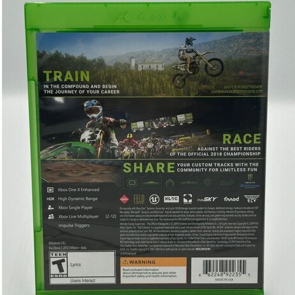 Milestone‎ Monster Energy Supercross 2 Xbox One Standard Green Excellent Racing